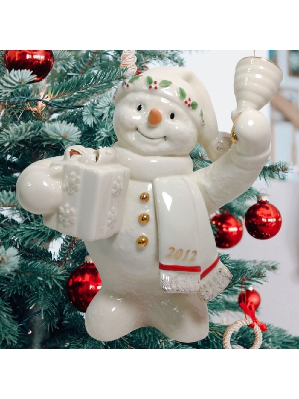 Lenox Snowman 2012 Annual Bell Ringer Christmas Figurine 6” Holiday